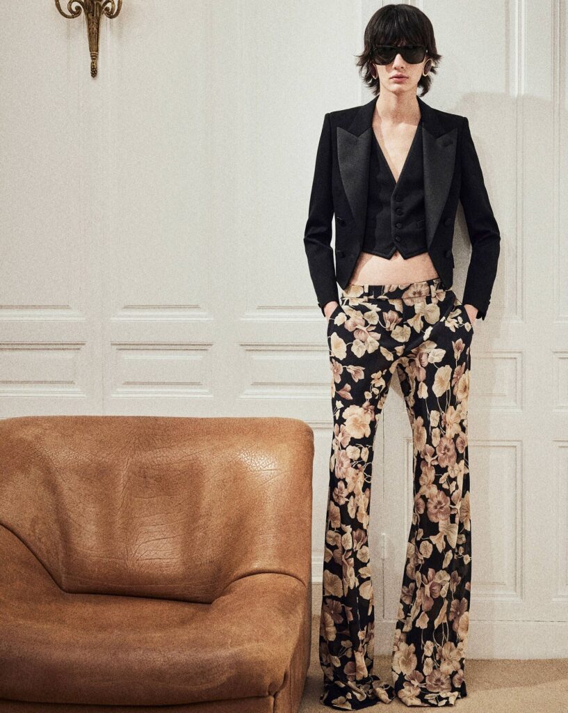 Golden Wings wide-leg brocade pants in gold - Valentino